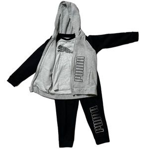 PUMA Boys Size 6 Black and Gray 3 Piece Long Sleeve/Pants Set